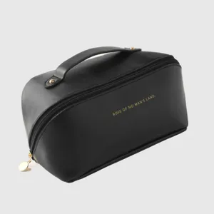 Large Capacity PU Leather Cosmetic Bag Travel Toiletry Organizer Portable Makeup Pouch With Letter Print For Women
