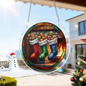 Kerst acryl hangende decoratie glas-in-lood raamhanger voor feestelijke vakanties