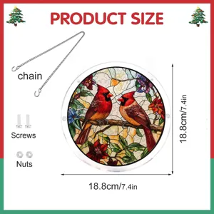 Prachtig decoratief rood kardinaal acryl hangbord met ketting en schroeven, 18.8cm.