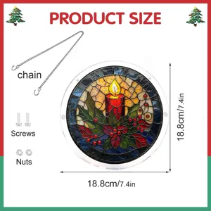 Kerst Acryl Hangende Kaars Plaquette Raamdecoratie met Ketting en Schroeven 18.8cm