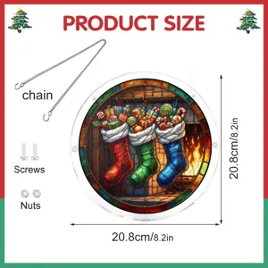 Kerst acryl hangend bord met ketting schroeven 20.8cm feestelijke raamdecoratie stuk