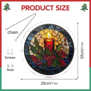 Kerst acryl hangend bord met kaarsontwerp, ketting en schroeven inbegrepen, maat 28cm.