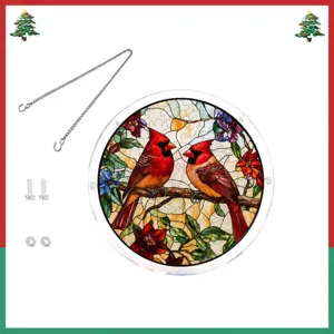 Rode kardinaal acryl hangend bord, kerst raamdecoratie met ketting en schroeven.