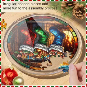 Kerst acryl puzzel hangend bord feestelijk raam decoratie ornament voor feestdagen