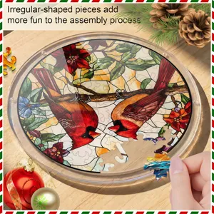 Kardinaal acryl puzzel plaque, ronde vakantie hangende raamdecoratie voor thuis.