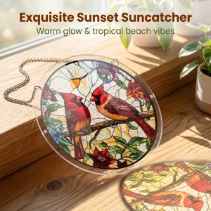 Acryl Rode Kardinaal Zonnevanger Raam Hangende Glas-in-lood Stijl Huisdecoratie Cadeau