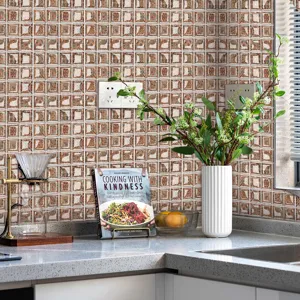 3D mosaic tile stickers waterproof self-adhesive wall paper DIY kitchen home decor detail view