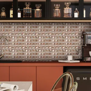 Creative 3D mosaic tile stickers with glossy film, perfect for kitchen wall and floor decor.