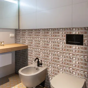 Creative mosaic tile sticker waterproof self-adhesive wall paper for bathroom home decor