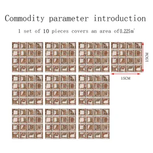 Creative 3D mosaic tile stickers DIY waterproof wall and floor tile stickers with glossy film.