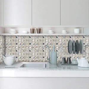 Decorative tile stickers for kitchen backsplash self adhesive waterproof wall stickers peel and stick