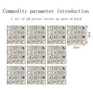 Decorative tile stickers 3D mosaic waterproof wall floor stickers 10pcs set for home decor.