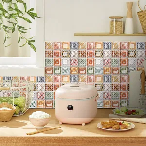3D mosaic tile sticker, waterproof peel and stick backsplash for kitchen wall decor.
