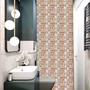 Bathroom wall tile sticker scene display, waterproof mosaic self-adhesive decorative wallpaper.