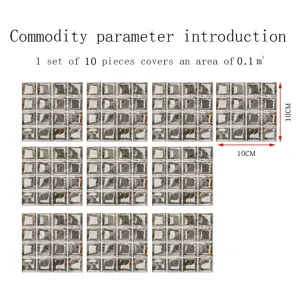 3D mosaic tile stickers waterproof DIY wall stickers self-adhesive floor tile decals 10pcs