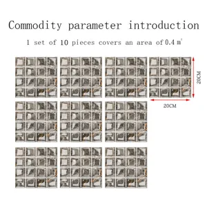 3D mosaic tile stickers waterproof wall sticker self-adhesive marble pattern 10pcs set