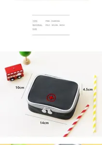 Portable first aid travel storage bag dark grey emergency medical organizer compact pouch for outdoor