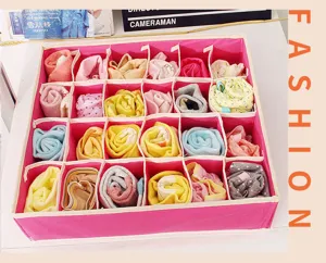 Stoff Unterwäsche Organizer Box Rosa Gitter Socken Aufbewahrung Behälter Schublade