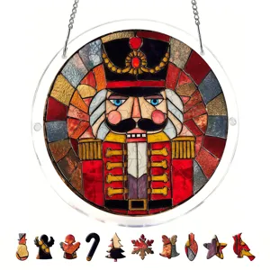 Schiaccianoci acrilico vetrata appendi puzzle finestra decorazione per esposizione natalizia.