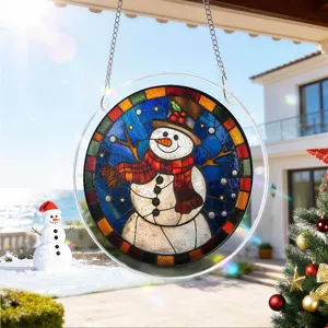 Kerst sneeuwpop acryl puzzel hangend bord raamdecoratie voor vakantiesfeer en feest.