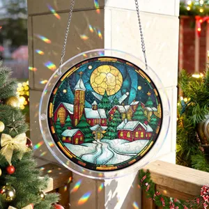 Kerst sneeuwlandschap acryl puzzel hangend bord raamdecoratie voor feestdagen