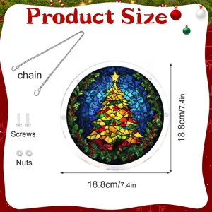 Kerstboom acryl hangend bord met ketting schroeven, perfect voor feestelijke raamdecoratie.