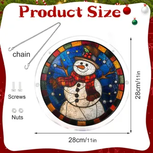 Kerst sneeuwpop acryl puzzel hangend bord met ophangketting en stalen schroeven, 28cm.