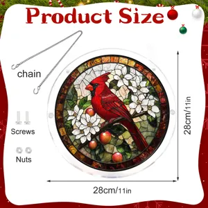 Acryl rode kardinaal gebrandschilderd glas hangend bord decor met ketting en schroeven