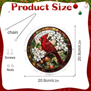 Acryl rode kardinaal hangend bord met ketting schroeven 20.8cm kerstster raam decoratie item