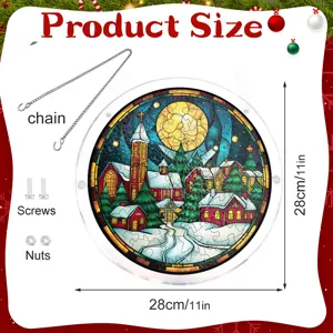 Detail van kerst acryl puzzel hangend bord met 28cm grootte, ketting, schroeven en moeren.