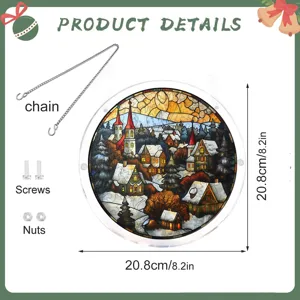 Kerst sneeuwscène acryl hangend bord met ketting schroeven feestelijke raamdecoratie 20,8cm