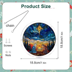 Acryl Kerst Nativiteit hangbord maataetails en afmetingen diagram van 18,8 cm.
