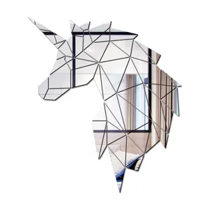 Geometrische eenhoorn acryl spiegel muursticker voor woonkamer slaapkamer huisdecor