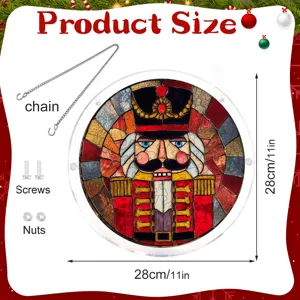 Targhetta sospesa in acrilico Schiaccianoci con catena e viti decoro Natale 28cm