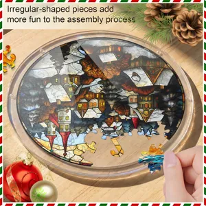 Kerst sneeuwscène acryl puzzel hanger, feestelijke hangende raamdecoratie voor de feestdagen.