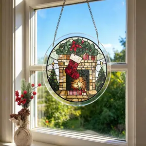 Kerst acryl puzzel hangend bord raamdecoratie feestelijke sok vakantie ornament