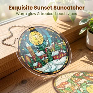 Kerstmis sneeuwlandschap acryl zonnevanger puzzel hangende decoratie voor raam thuis