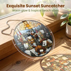 Kerst acryl zonnevanger winter sneeuw dorp venster hangend bord feestelijke home decor