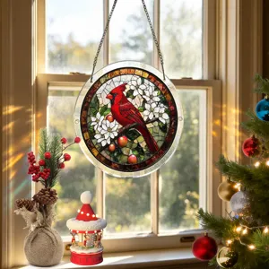 Rood kardinaal acryl hangend vensterbord Kerstmis vakantie decoratieve hanger voor thuis