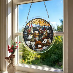 Kerst winter sneeuw dorp acryl hangende raamdecoratie feestelijk thuis ornamenten