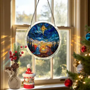 Kerst Kerststal acryl hangend bord raamdecoratie feestelijk feest ornament teken