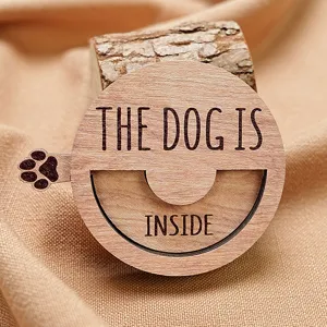 Wooden pet status sign magnetic indoor reminder door sign cute dog design