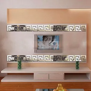 Adesivo Murale Specchio Acrilico 3D Bordo Geometrico Striscia per Soggiorno