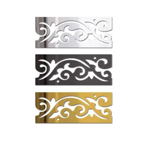 Borde adhesivo de pared espejo acrílico, 3 colores diseño hueco para decoración hogar.