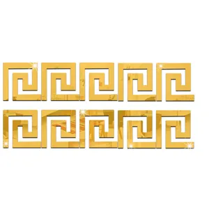 Adesivo murale 3D Meandro in acrilico oro Specchio Bordo chiave greca Home Decor