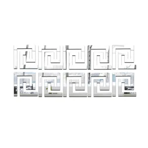 Adesivo murale specchio acrilico 3D motivo greco meandro modanatura decorazione