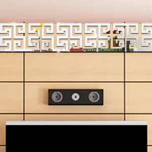 Adesivo murale specchio acrilico 3D bordo geometrico meandro per decorazione soffitto.