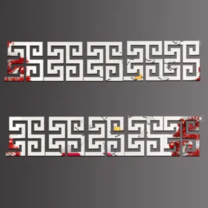 Adesivo murale specchio 3D acrilico bordo chiave greca per decorazione soffitto