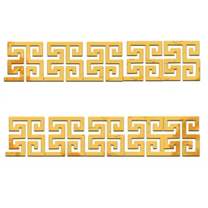 Adesivo per bordo parete 3D in acrilico linea geometrica dorata decorazione soffitto