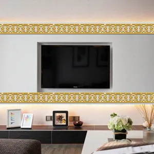 Adesivo Murale Specchio Bordo 3D Acrilico Geometrico Linea Soffitto Decorazione Casa